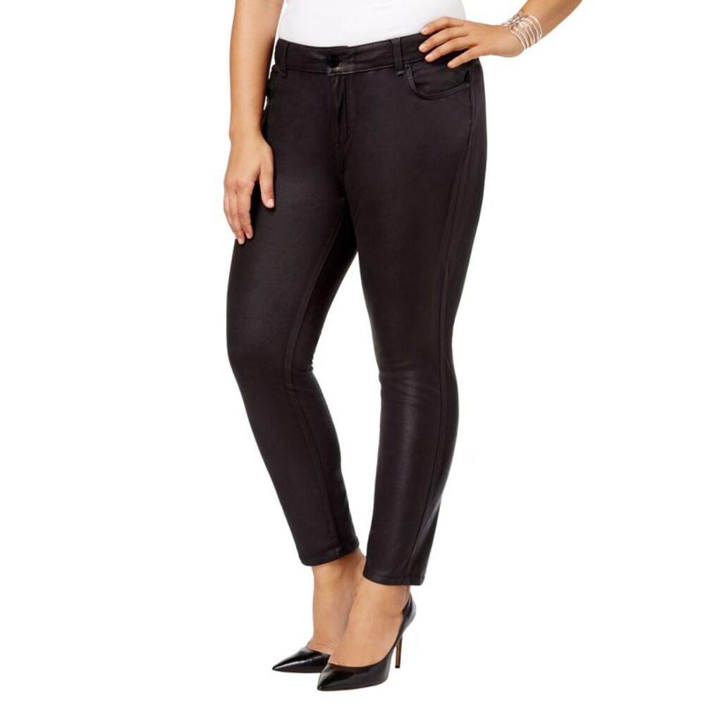 Trendy Plus Size Coated-Texture Jeans Black Metador 16W